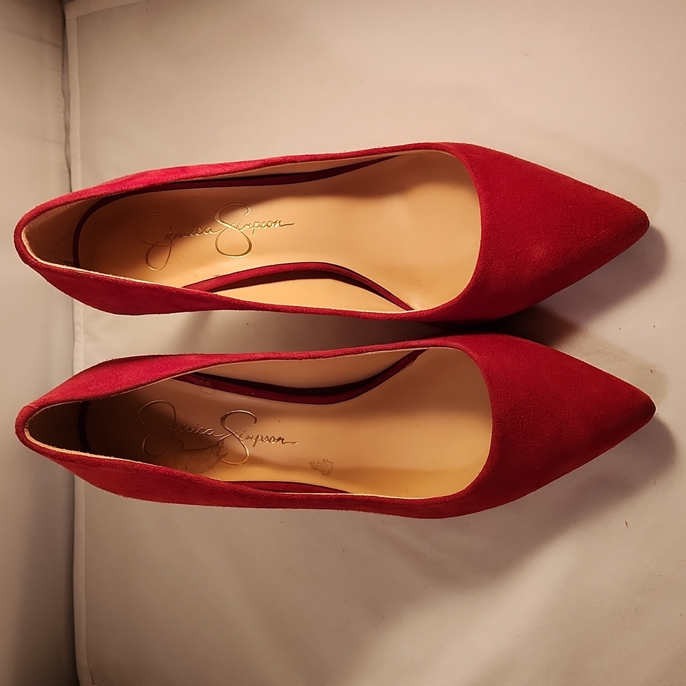 "Jessica Simpson" Red Suede Heels 7M